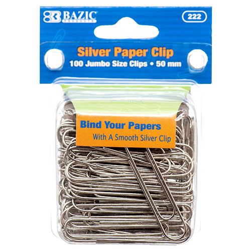 SILVER PAPER CLIP 50MM 100PC JUMBO SIZE