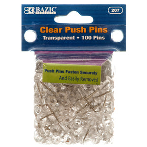 PUSH PIN 100 CT ASSORTED COLOR OR CLEAR