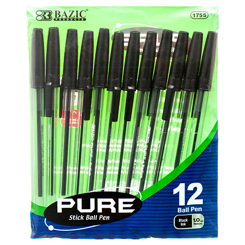 12 PC BLACK INK PENS